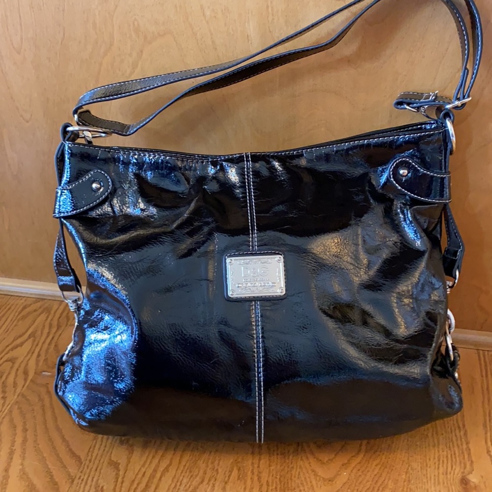 D&G denim shoulder Bag Black Patent Leather dolce Gabbana